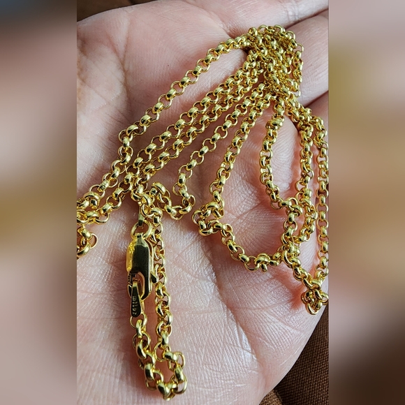 Solid 14k Gold Rolo Chain - Picture 2 of 16